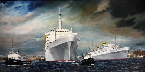 de-Rotterdam-V-toen-nog-met-de-N.Amsterd formaat 100 x 200 cm,wegens verhuizing te koop, hangt momenteel in Dordtrecht